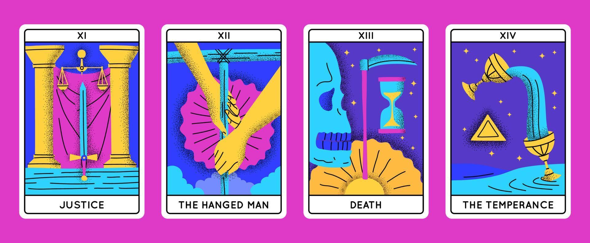 desenho animado cor mágico tarot cartões principal arcana definir. vetor