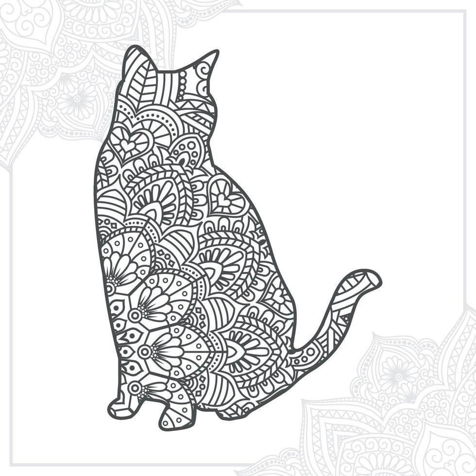 mandala de gato. elementos decorativos vintage. padrão oriental, ilustração vetorial. vetor