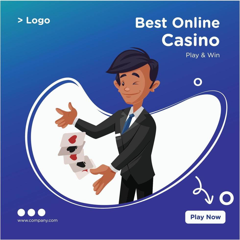 design de banner do melhor modelo de estilo de desenho animado de casino online vetor