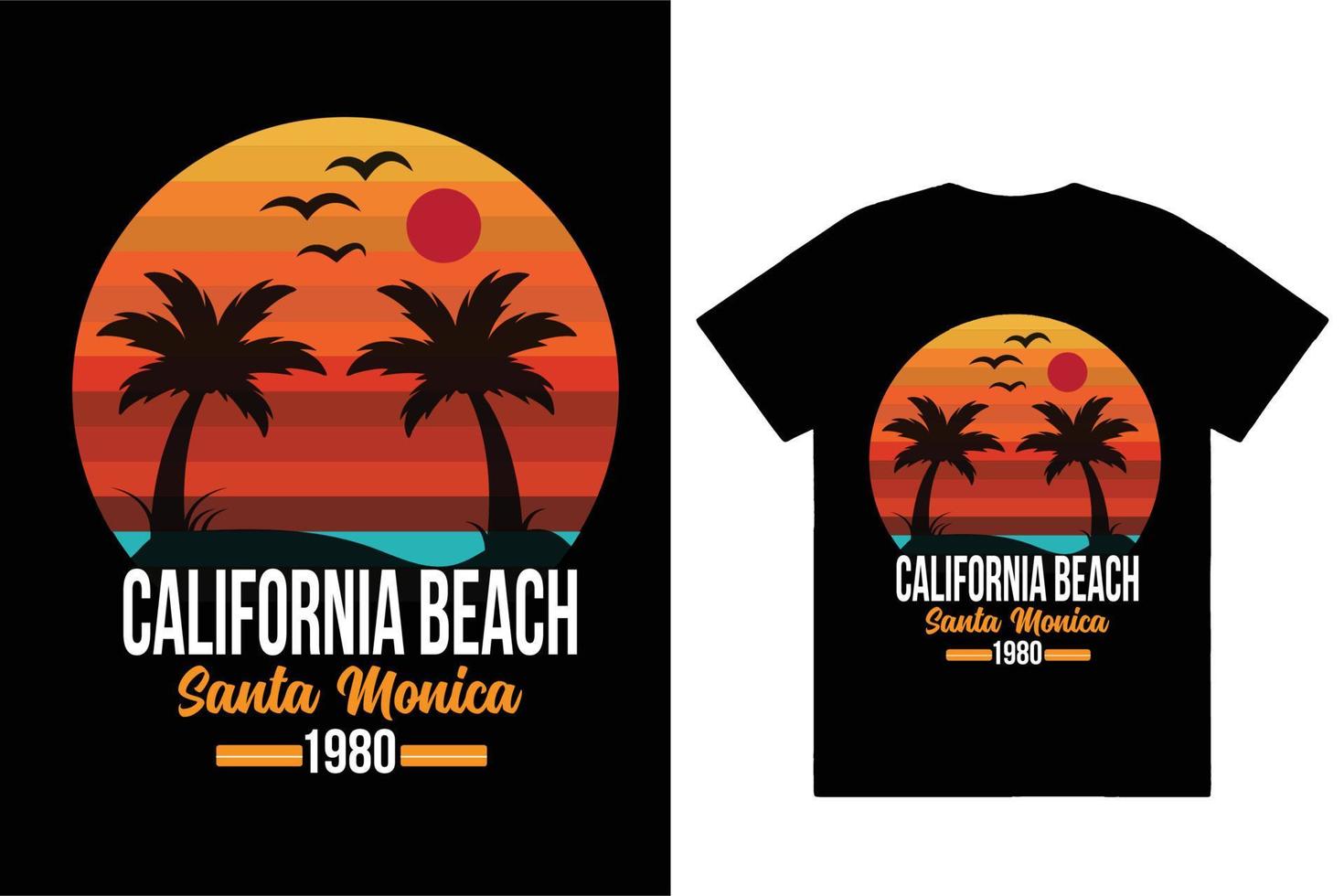 Califórnia de praia santa monica 1980 camiseta Projeto vetor