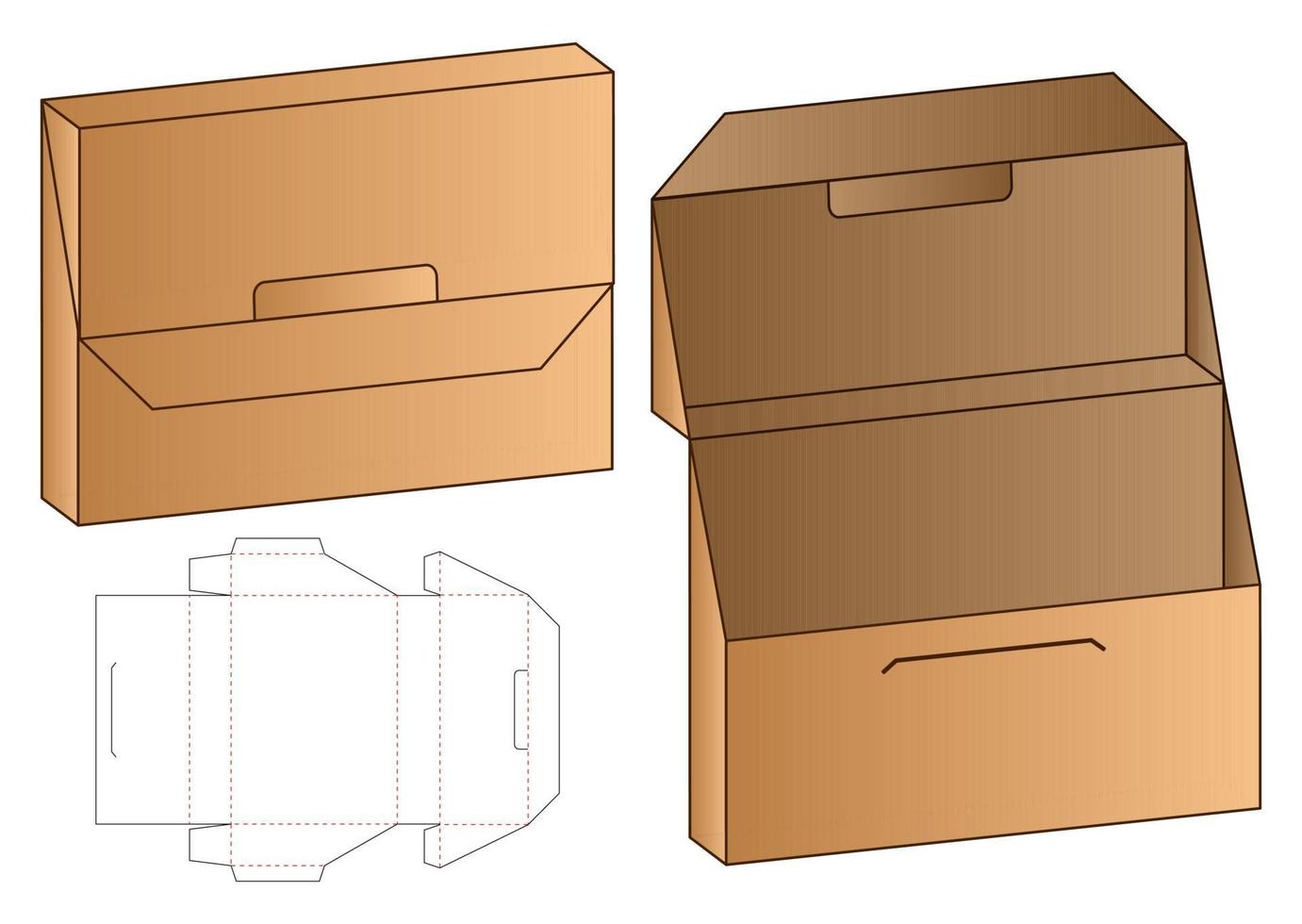 design de modelo cortado de embalagem de caixa. Maquete 3D vetor