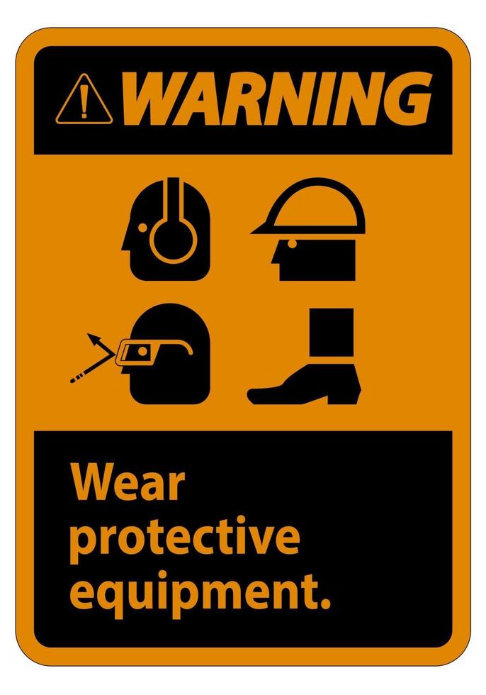 sinal de alerta usar equipamento de proteção com símbolos ppe vetor