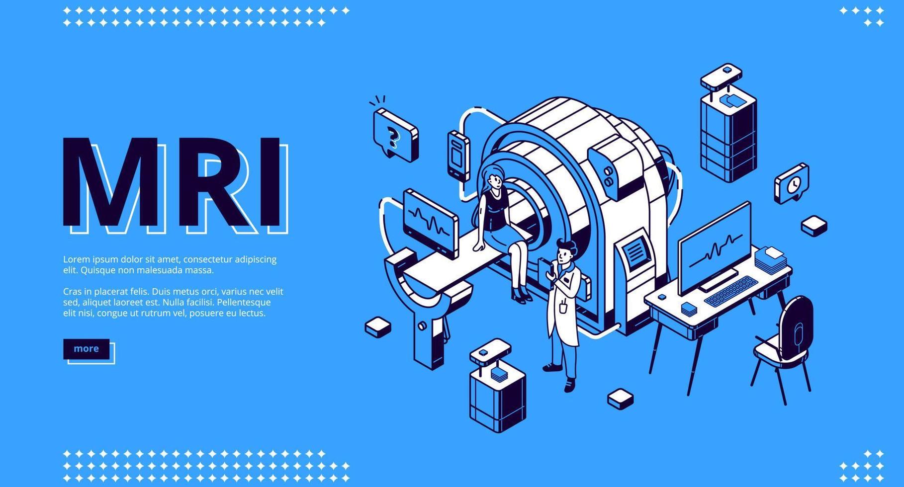 mri scanner com paciente e médico rede bandeira vetor