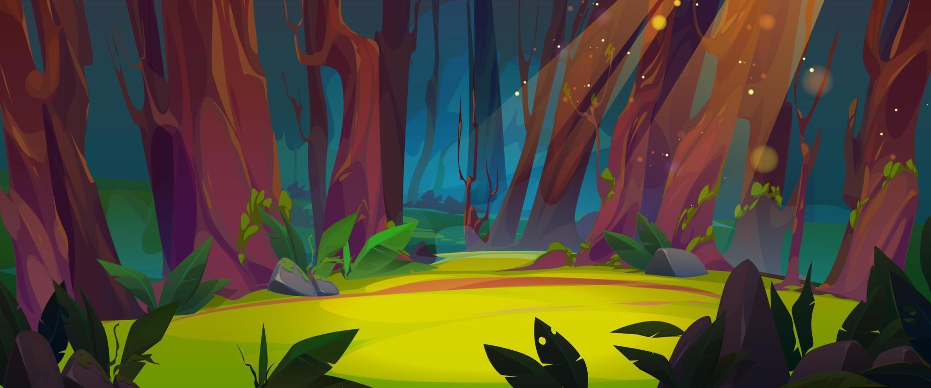 fantasia floresta clareira desenho animado Magia ilustração vetor