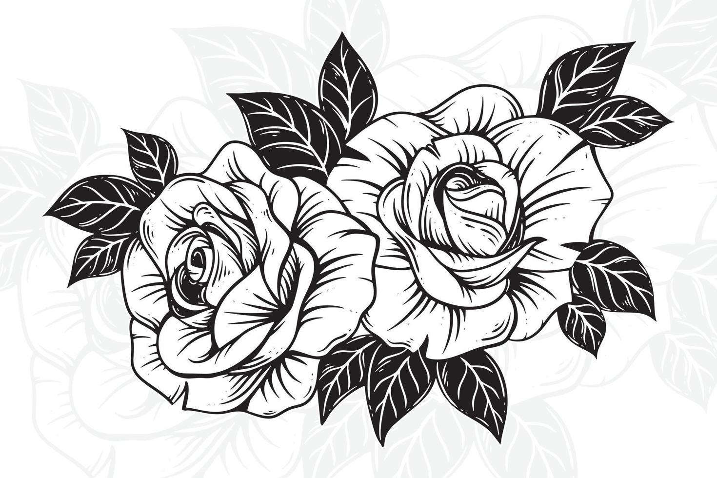 vintage lindo flores rosa elementos flores ramalhete haste para tatuagem mão desenhado estilo vetor