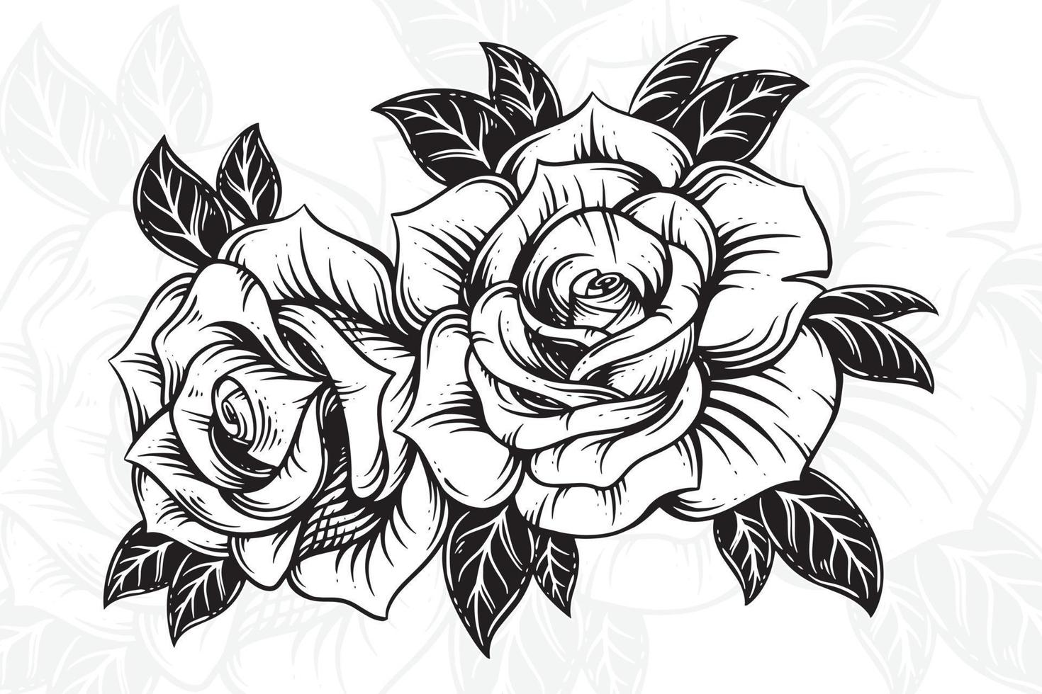 vintage lindo flores rosa elementos flores ramalhete haste para tatuagem mão desenhado estilo vetor