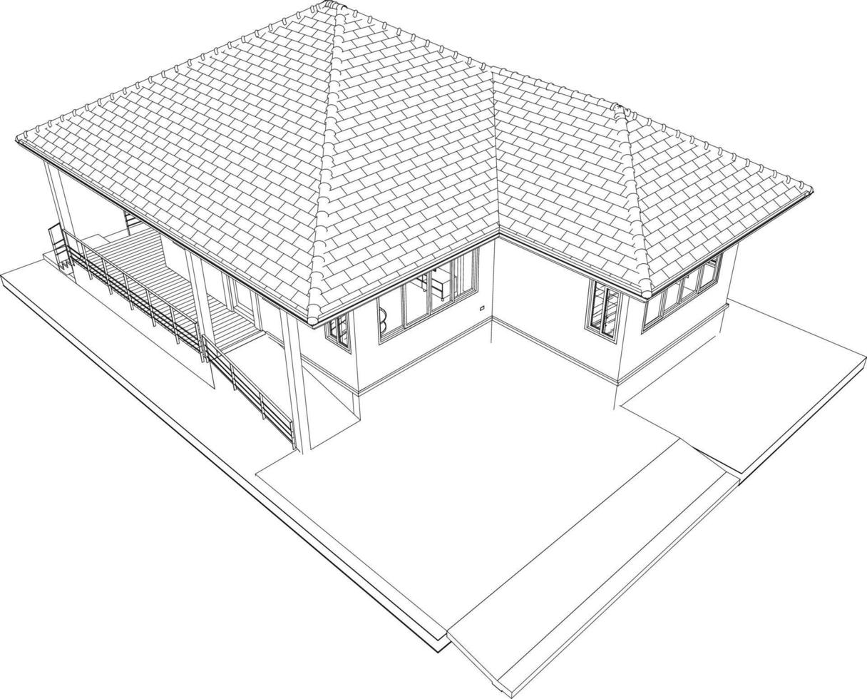 3d ilustração do residencial projeto vetor