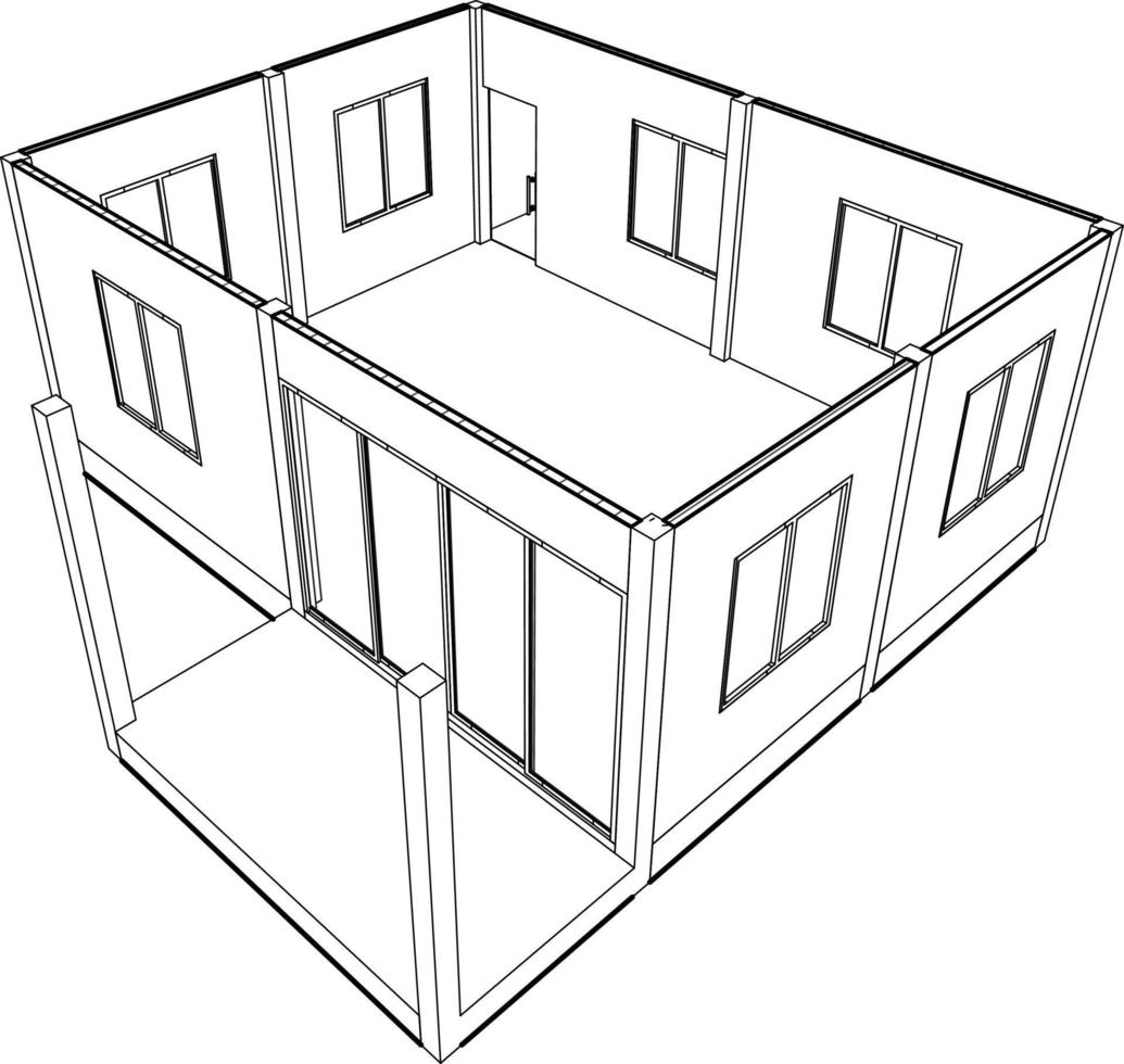 3d ilustração do industrial construção vetor