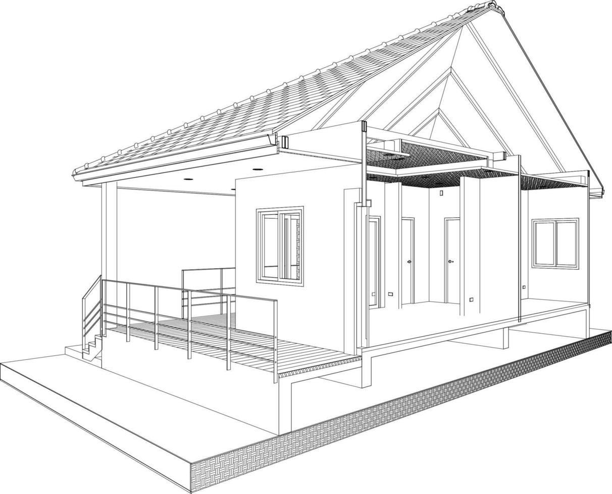 3d ilustração do residencial projeto vetor