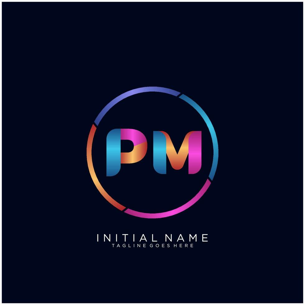 carta PM colorido logotipo Prêmio elegante modelo vetor