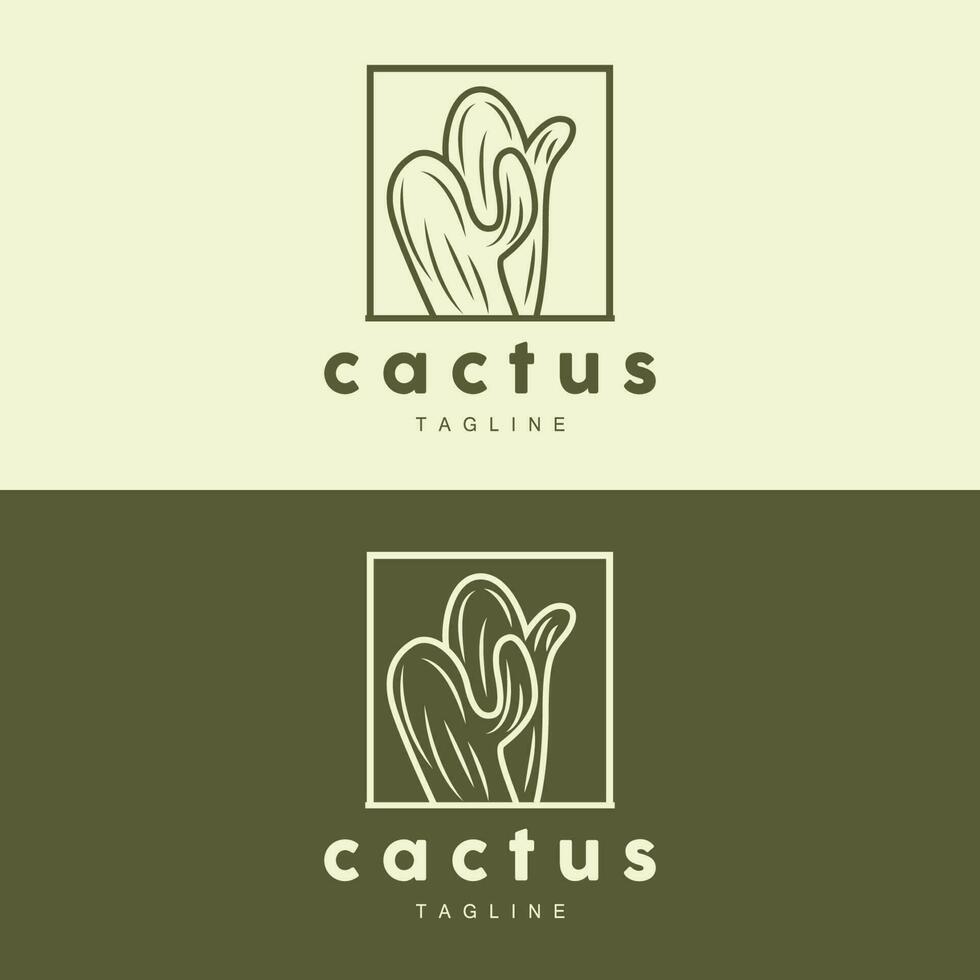 cacto logotipo, simples linha cacto projeto, verde plantar vetor, ícone, símbolo, ilustração vetor