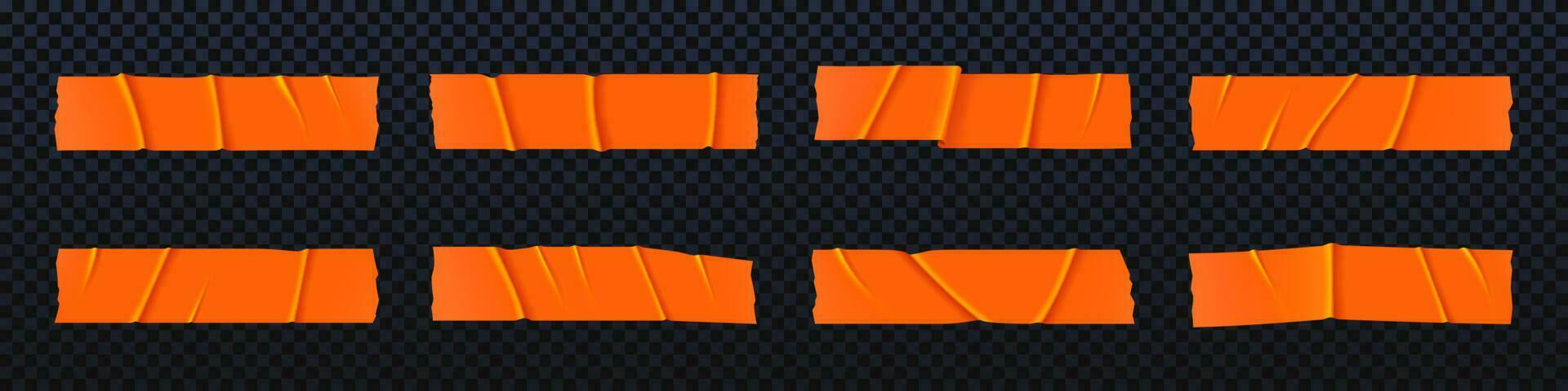 realista laranja papel duto fita vetor faixa conjunto
