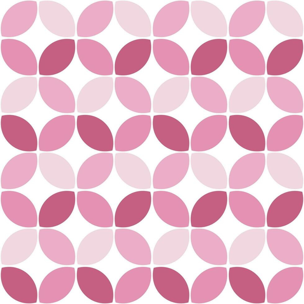 moderno minimalista geométrico desatado padrão, arredondado formas, folhas dentro Rosa cor esquema em uma branco fundo vetor