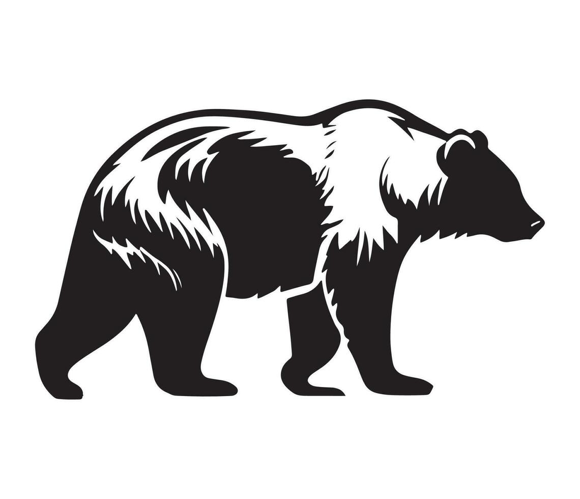 grisalho Urso face, silhuetas grisalho Urso face, Preto e branco grisalho Urso vetor