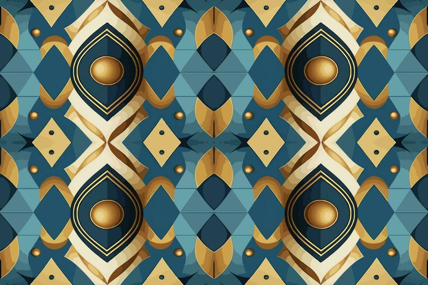 egípcio diamante desatado padronizar ouro e azul fundo. abstrato tradicional folk velho antigo Antiguidade tribal étnico gráfico linha. ornamentado elegante luxo vintage retro estilo para textura têxtil. vetor