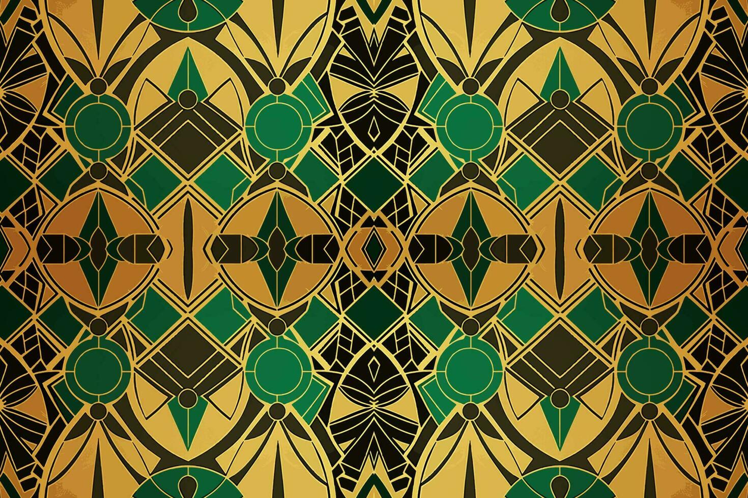 egípcio padronizar ouro e verde fundo. abstrato tradicional folk antigo Antiguidade tribal étnico gráfico linha. ornamentado elegante luxo vintage retro estilo. textura têxtil tecido étnico Egito padronizar vetor