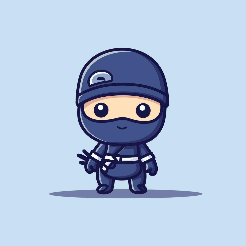 fofa kawaii ninja chibi mascote vetor desenho animado estilo