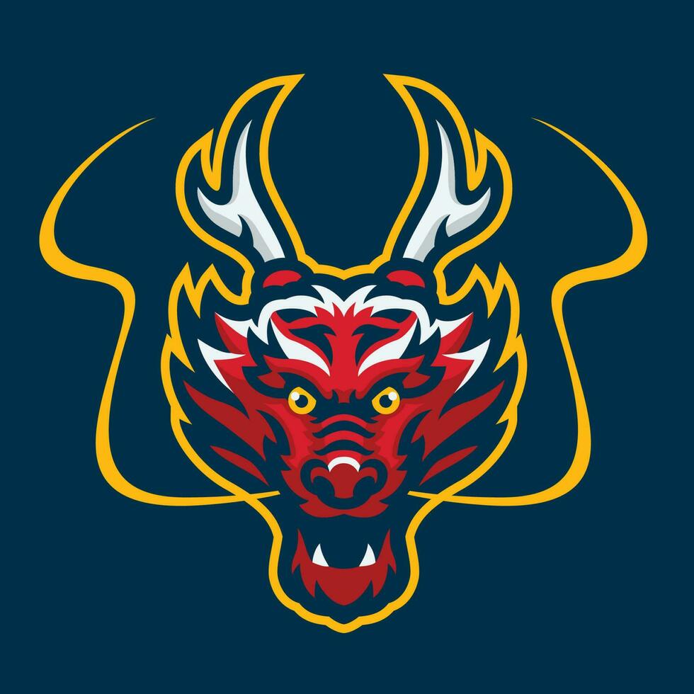 Dragão cabeça mascote esporte logotipo vetor