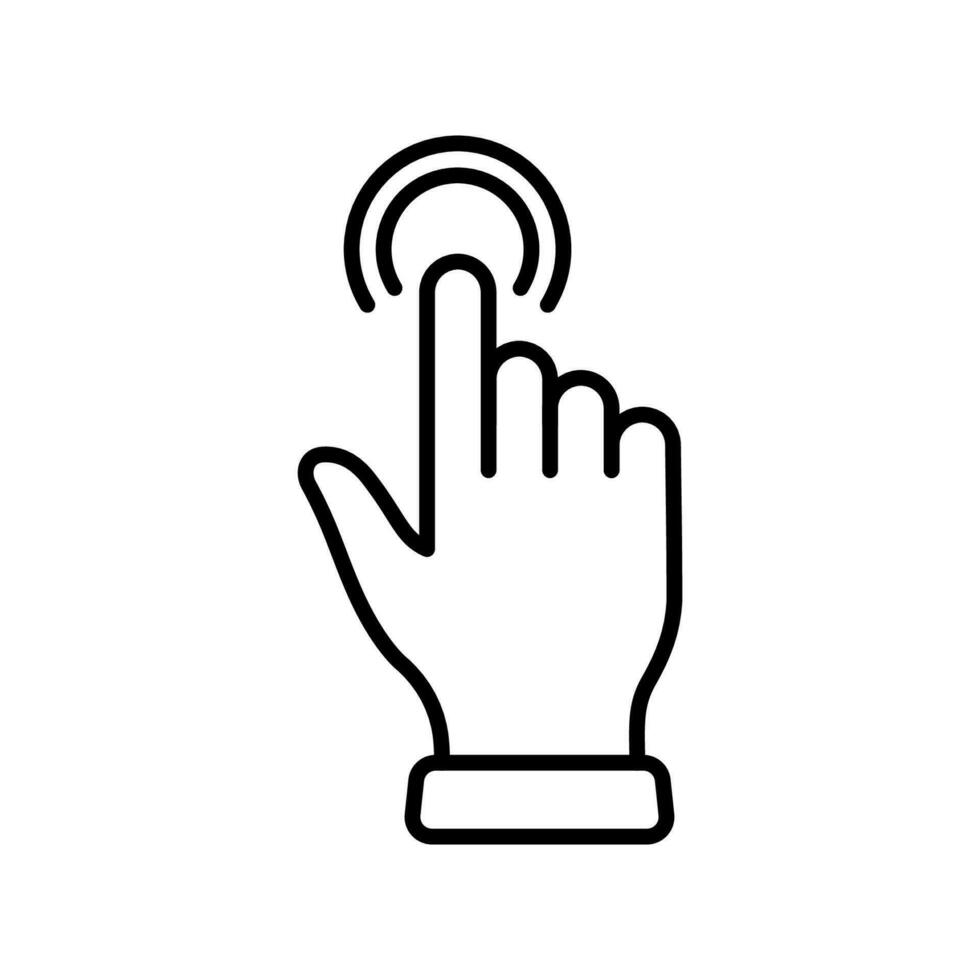 gesto de clique duplo do mouse do computador. ícone de linha preta de dedo indicador. pictograma linear de mão do cursor. pressione o símbolo de contorno do ponto de toque de toque. curso editável. ilustração vetorial isolada. vetor