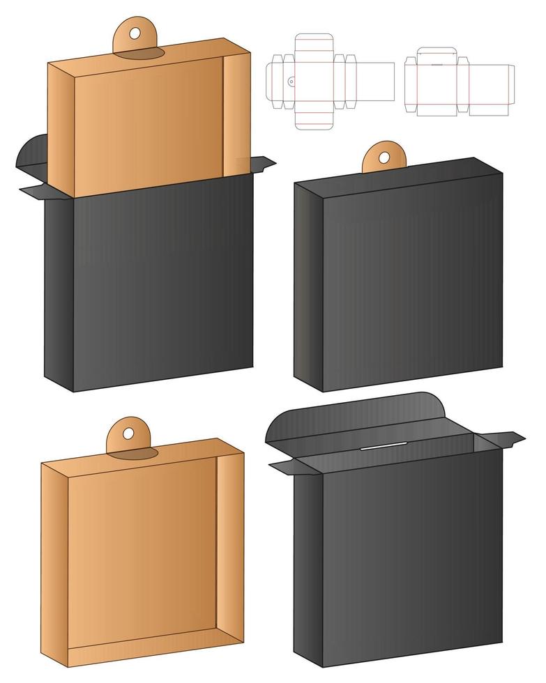 design de modelo cortado de embalagem de caixa. Maquete 3D vetor