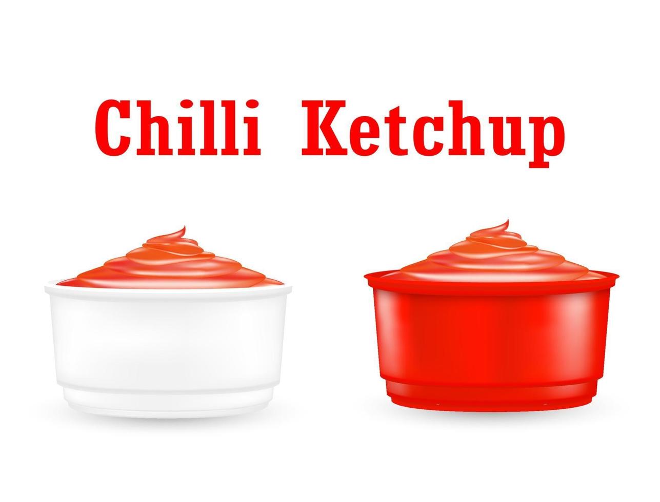 molho de chili ketchup em uma pequena tigela de plástico vetor