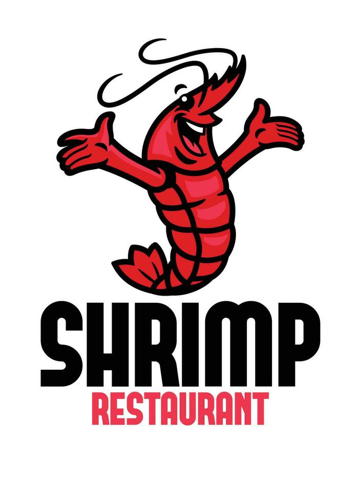 camarão personagem mascote restaurante logotipo vetor