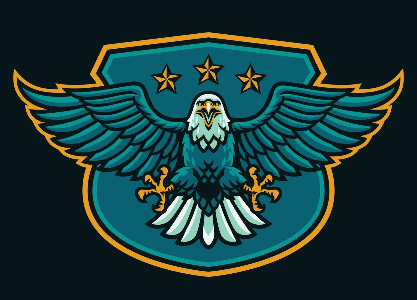 Águia mascote logotipo em a escudo vetor