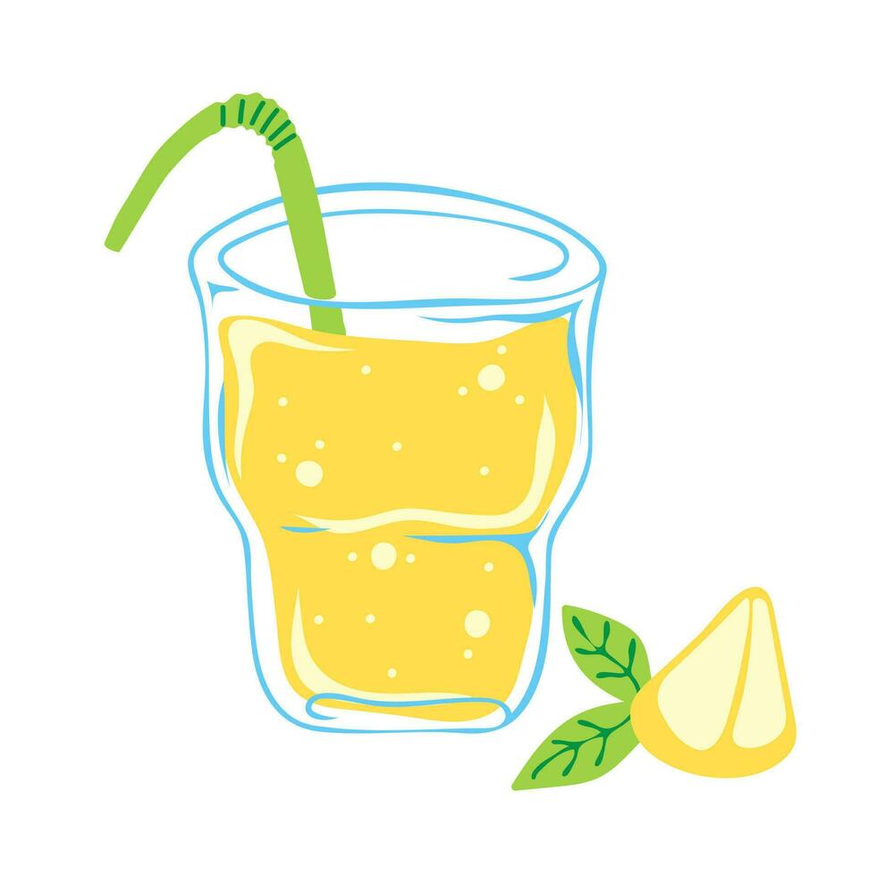 vidro do limonada com limão fatia vetor