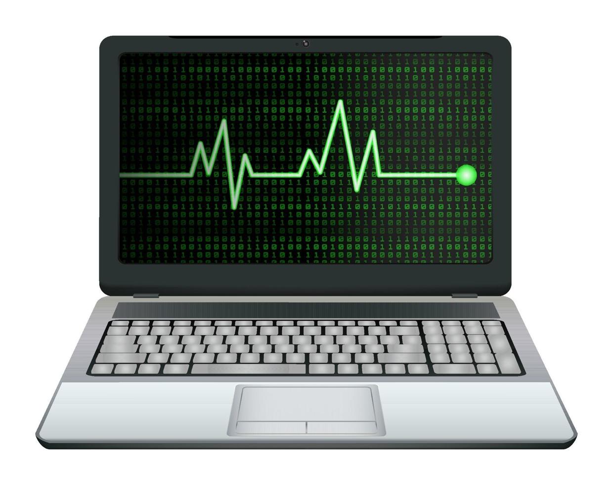 laptop com frequência cardíaca verde na tela vetor