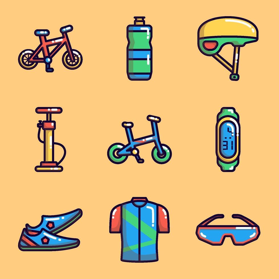 coleções de ícones de atividades de bicicleta vetor