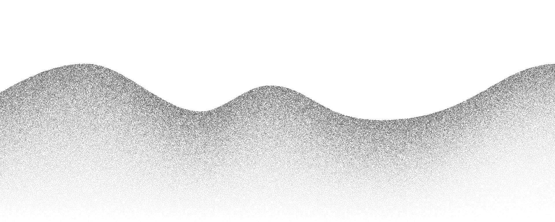 pontilhado ruído gradiente fundo. montanha panorama com areia grão. pontilhado desvaneça grunge efeito. vetor abstrato ondulado ilustração.