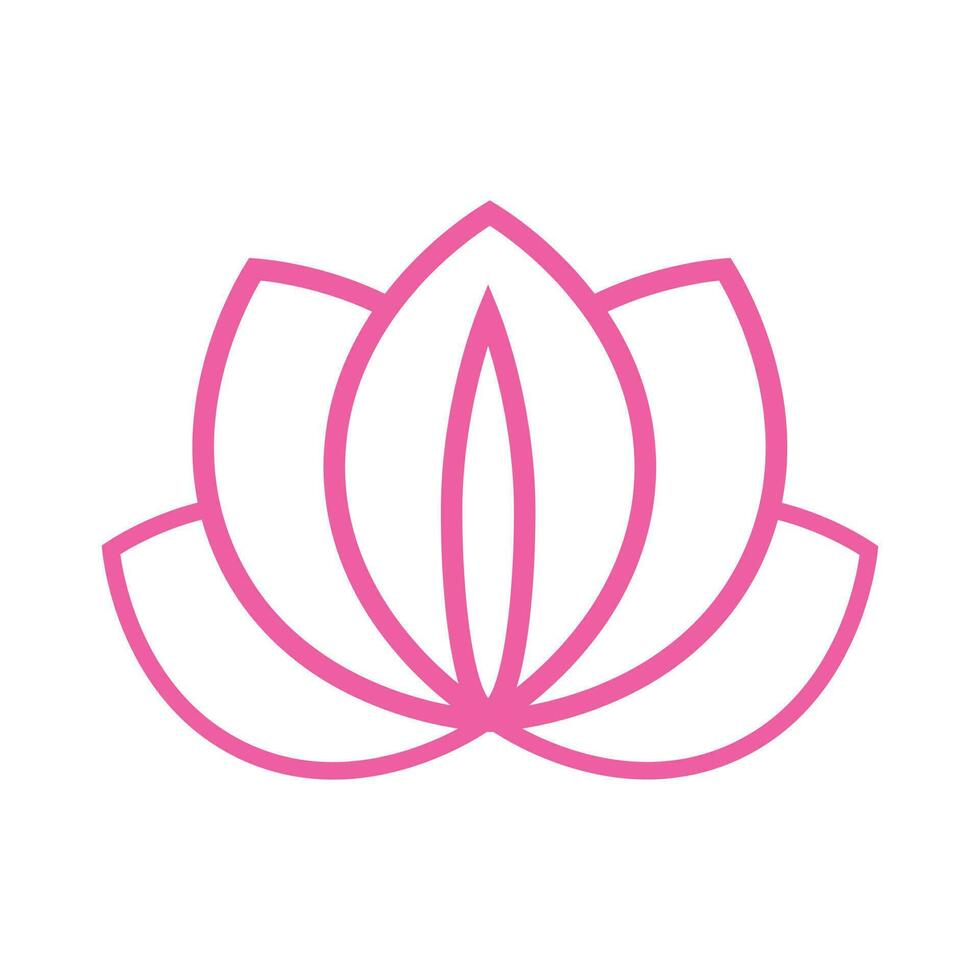 logotipo da flor de lótus. modelo de design vetorial de ícones de lótus em fundo escuro e rosa em estilo plano e contorno com efeito dourado para eco, beleza, spa, ioga, empresas médicas. vetor