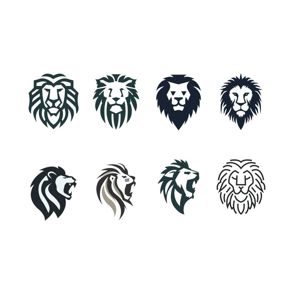 conjunto do oito leão cabeças isolado em branco fundo vetor