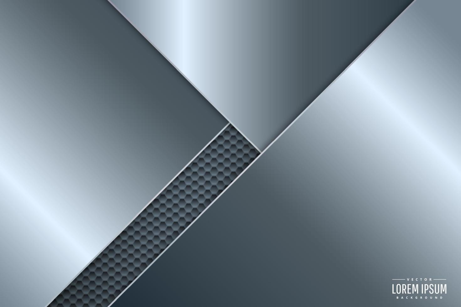 fundo de metal azul com padrão de hexágono. vetor