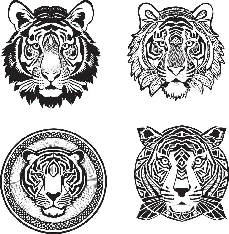 a cabeça do a tigre esboço vetor gráficos ilustração