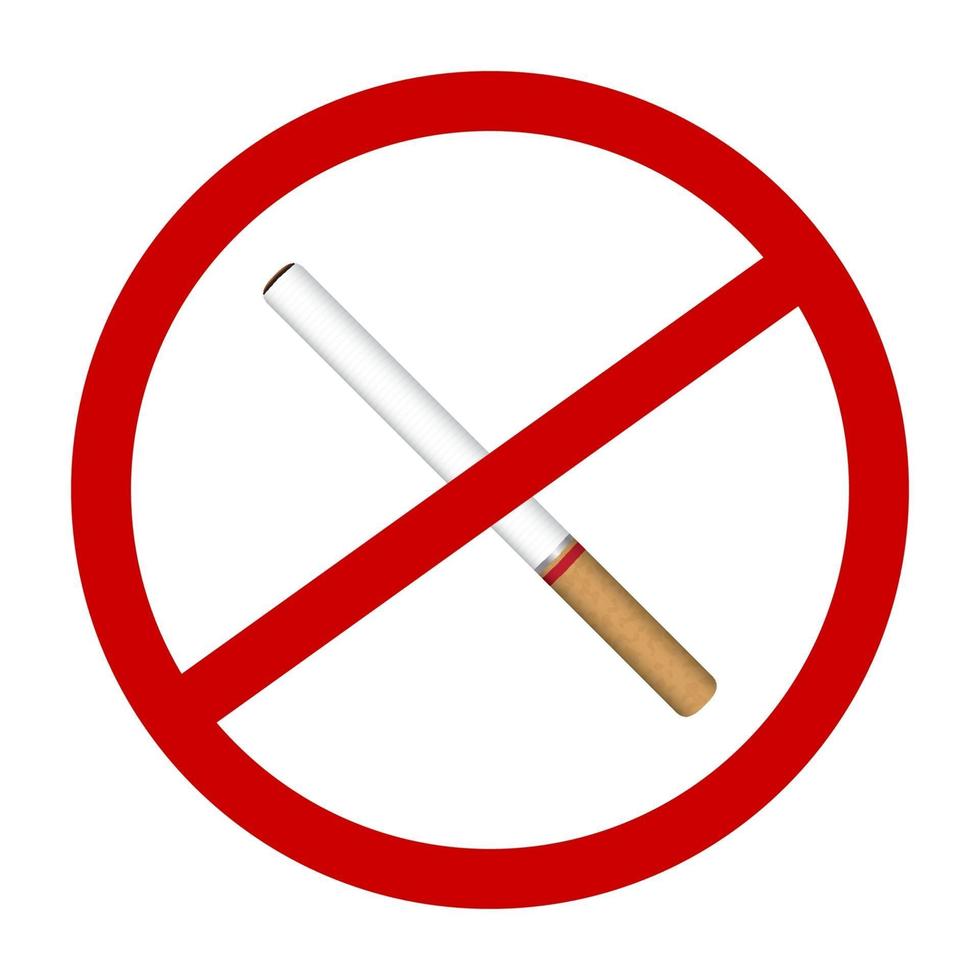 nenhum vetor de sinal de proibição de ícone de cigarro de fumaça