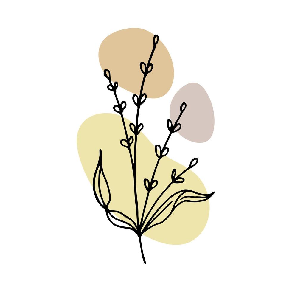 mão desenhado esboço flor dentro rabisco estilo com abstrato cor salpicos adicionado. ilustração, vetor
