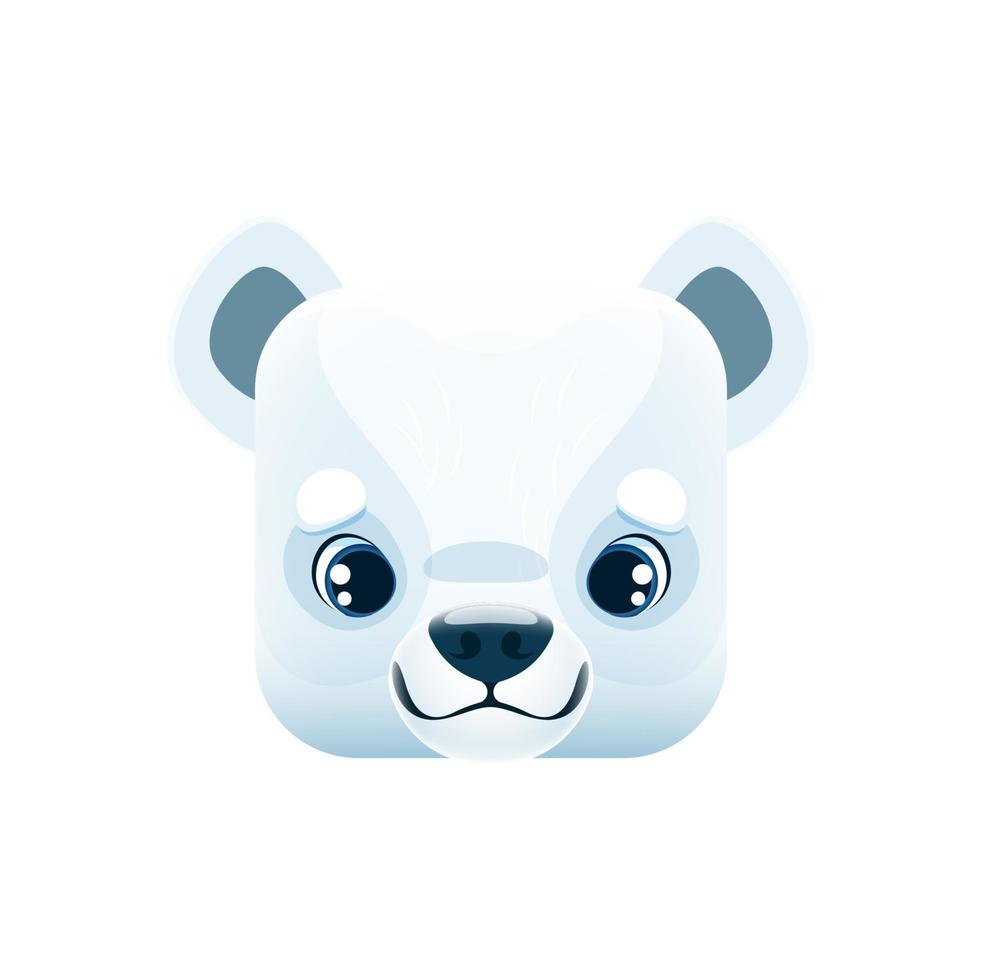 desenho animado branco polar Urso kawaii quadrado animal face vetor