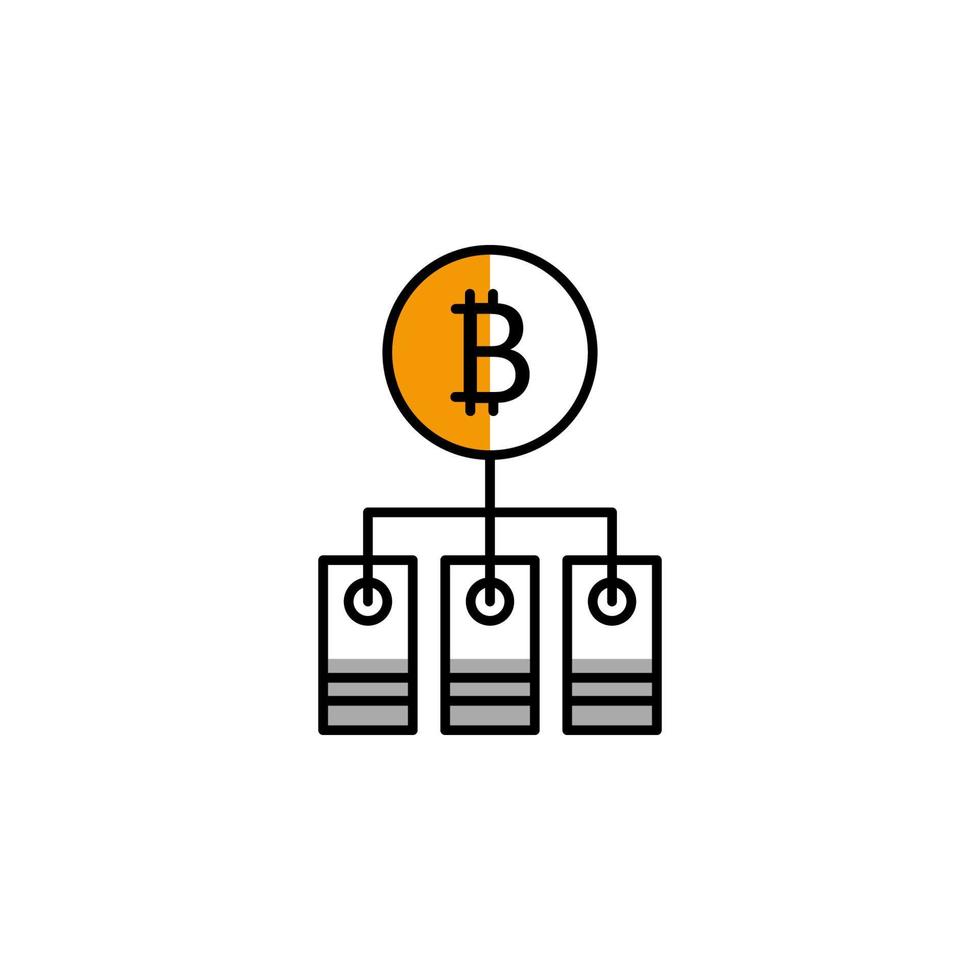 bitcoin, criptomoeda, bloquear, mineração vetor ícone ilustração