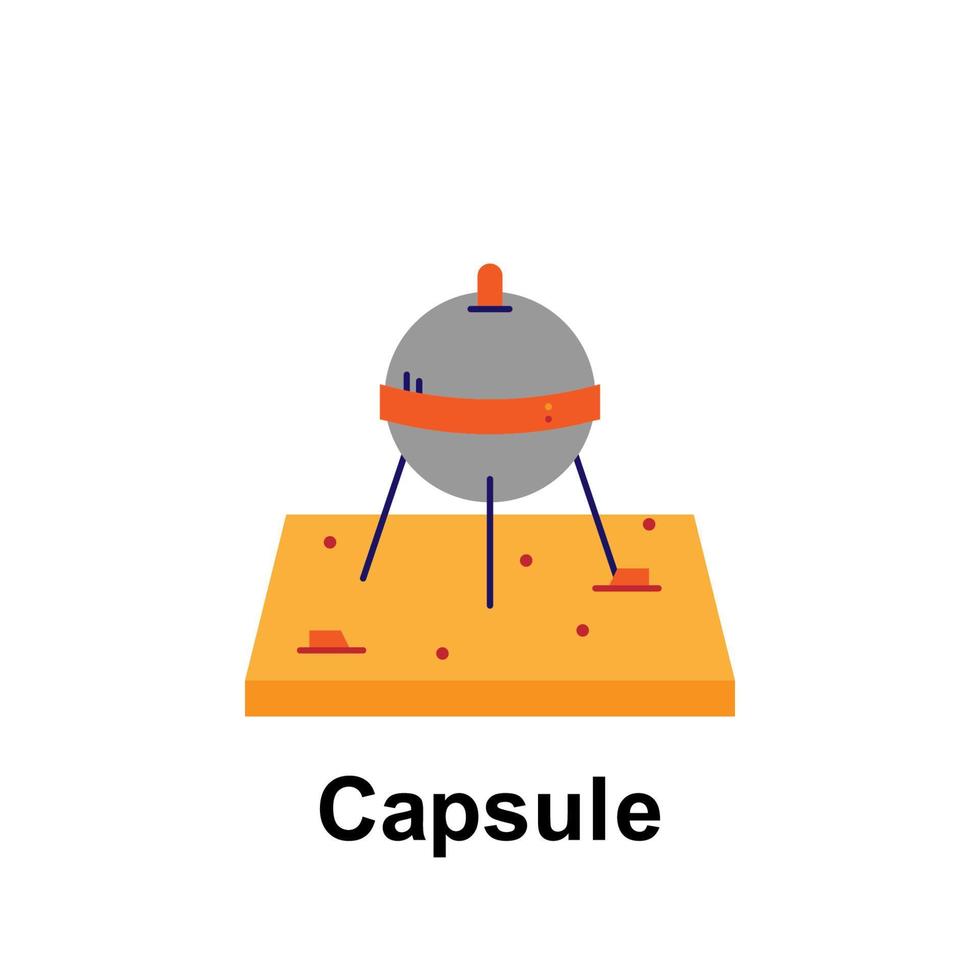 espaço, cápsula cor vetor ícone ilustração