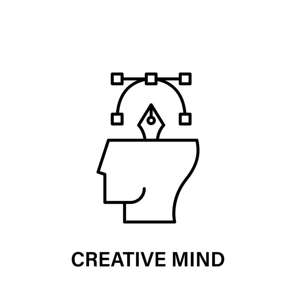 pensamento, cabeça, criativo mente, vetor, caneta vetor ícone ilustração