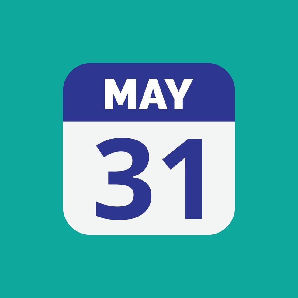 ícone de data do calendário de 31 de maio vetor