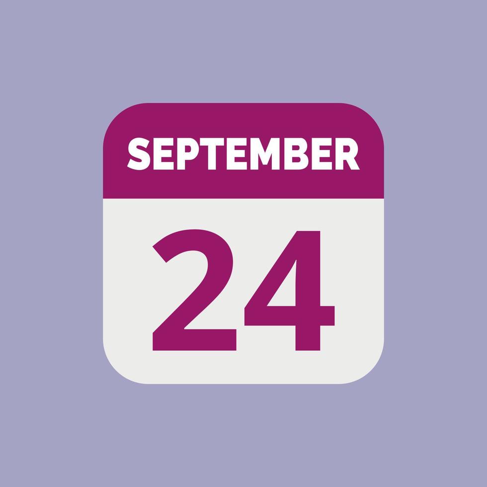 ícone de data do calendário de 24 de setembro vetor