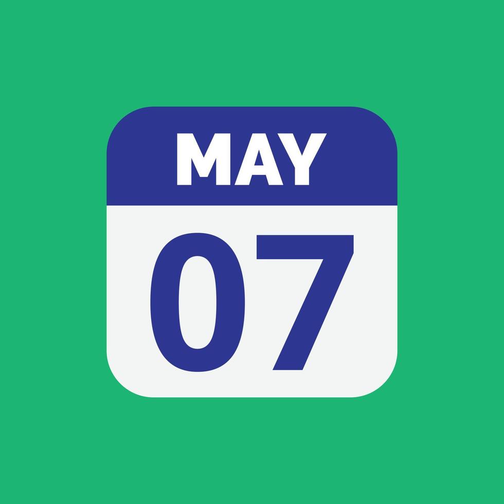 ícone de data do calendário de 7 de maio vetor