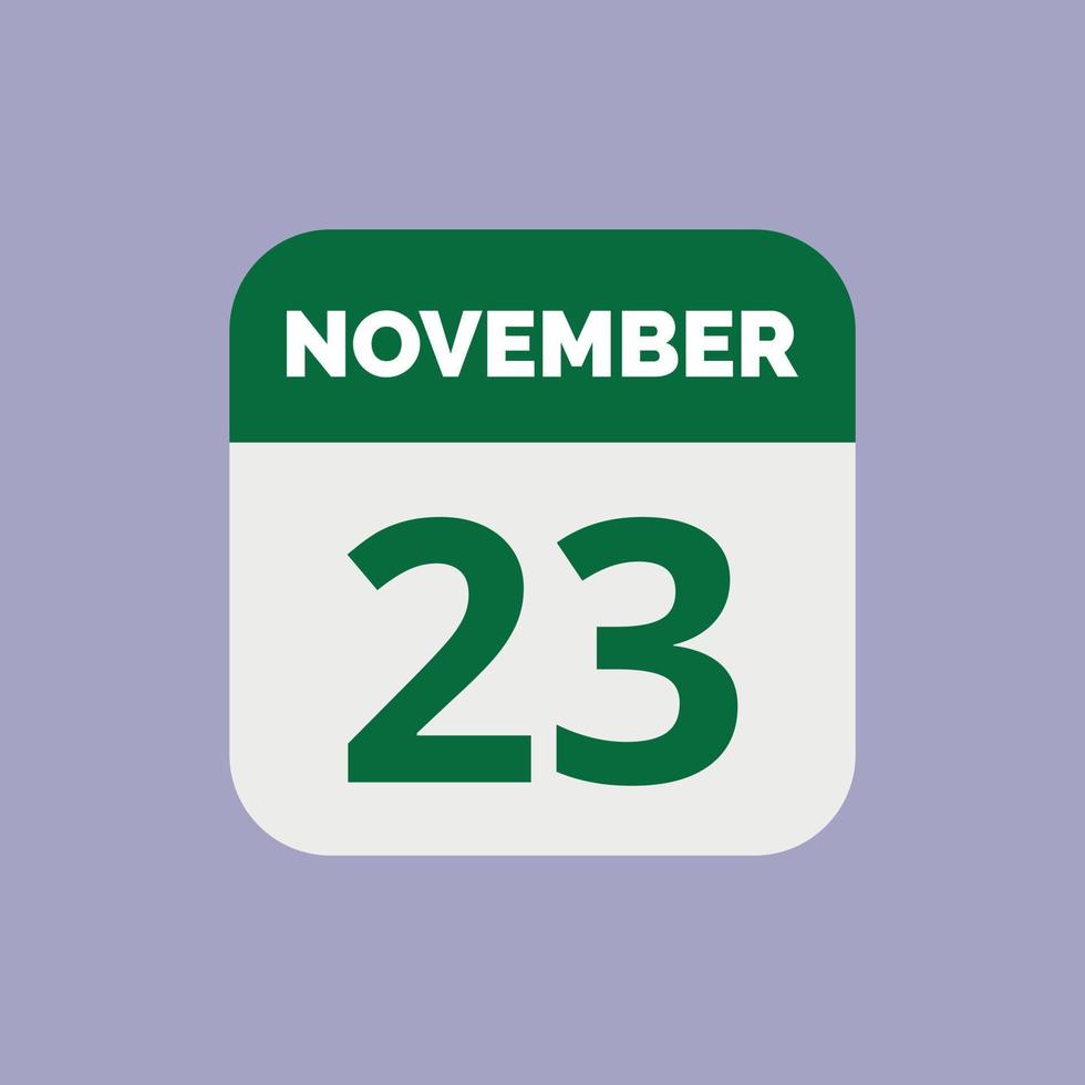 ícone de data do calendário de 23 de novembro vetor