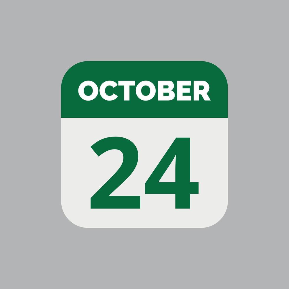 ícone de data do calendário de 24 de outubro vetor