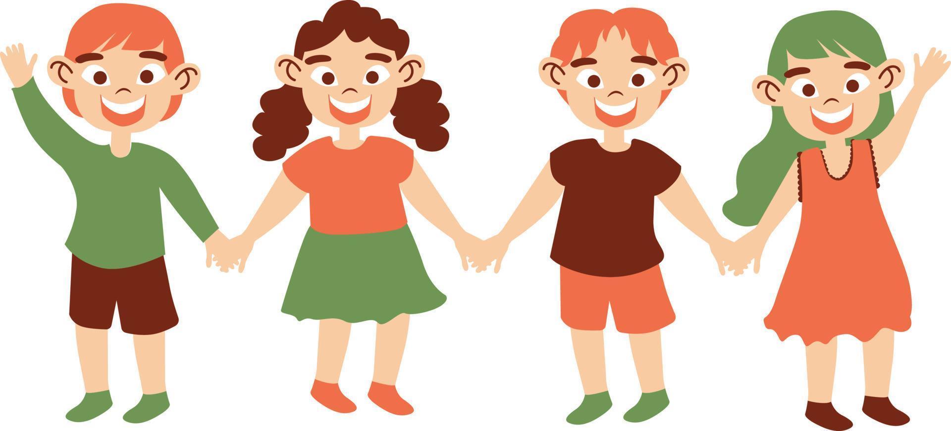 crianças segurando mãos juntos ilustração vetor