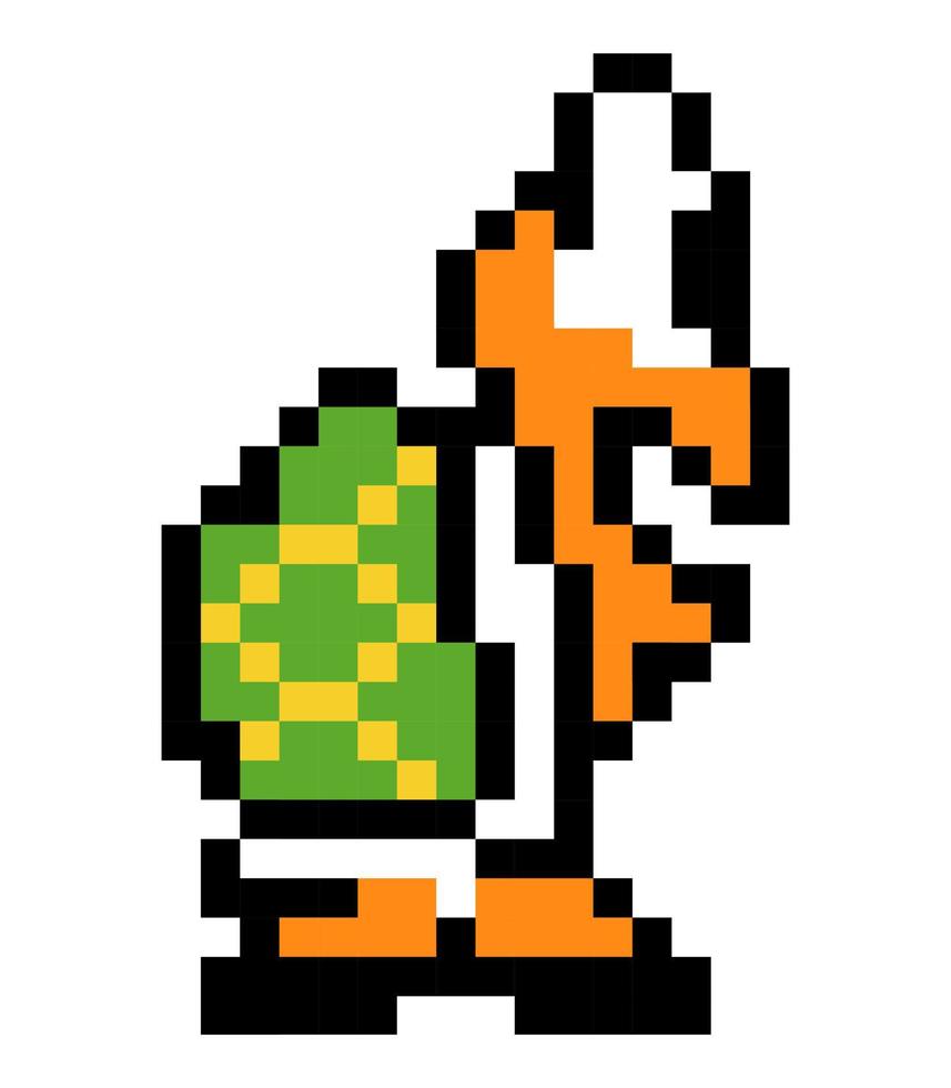 koopa tropa super mario jogo. pixel arte tartaruga vetor