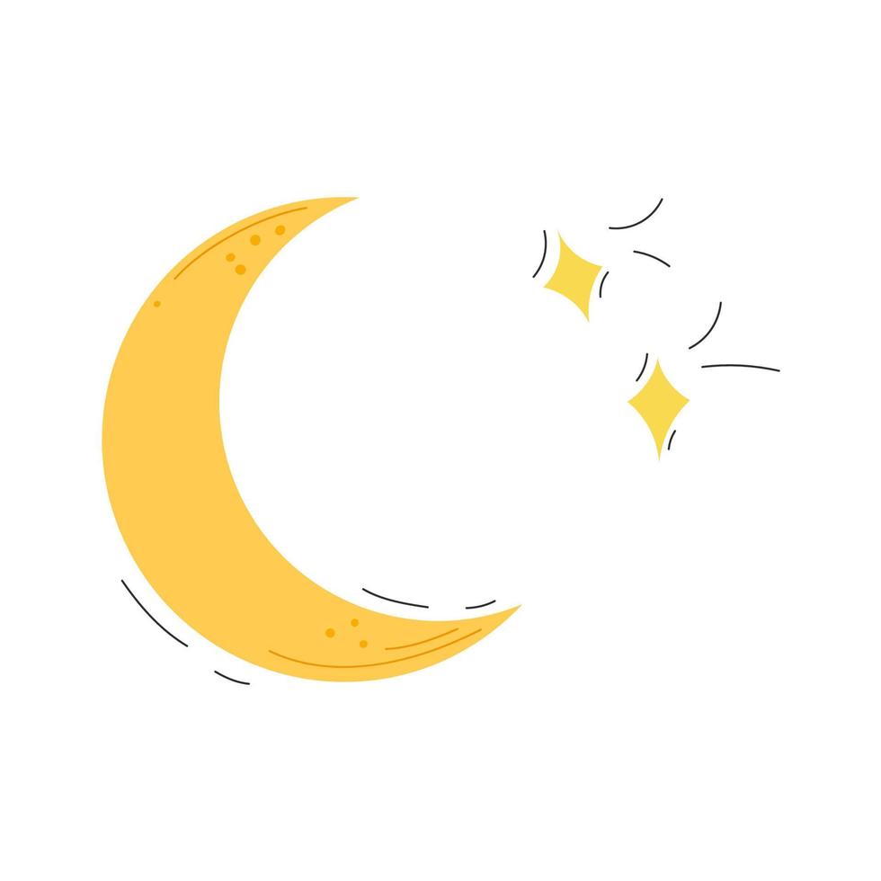 Novo lua e estrelas. noite céu conceito. vetor estoque ilustração isolado em branco fundo.