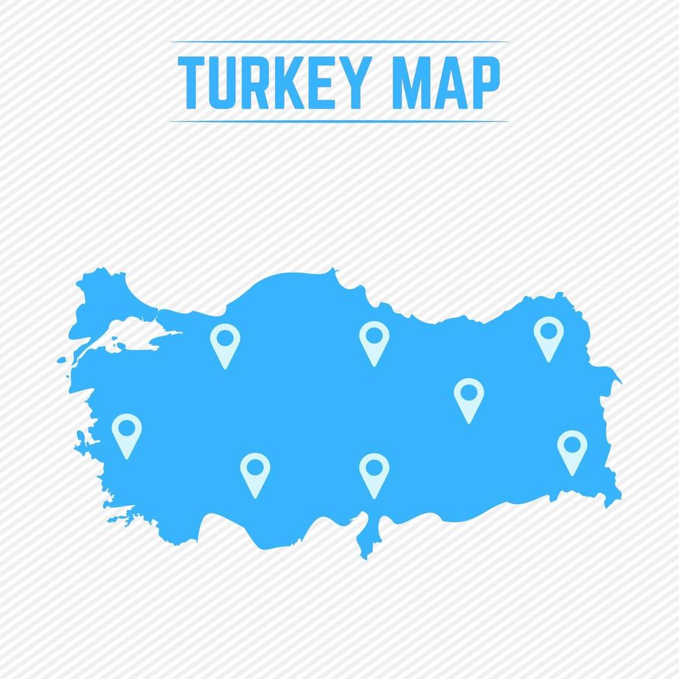 mapa simples da Turquia com ícones do mapa vetor